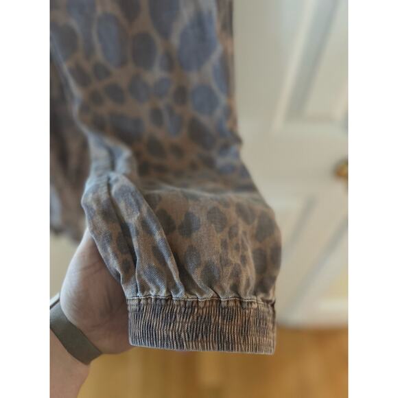 Anthropologie Tamarind Brown Oversize Leopard Print Linen Blend Jogg - Picture 6 of 10